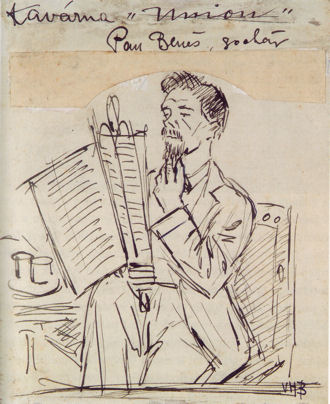 Dessin de V. H. Brunner „Au café Union“ (1910), Bendová Eva, Pražské Kavárny a jejich svět, Prague, Paseka, 2008