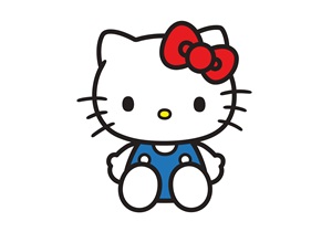 Hello Kitty en salopette bleue